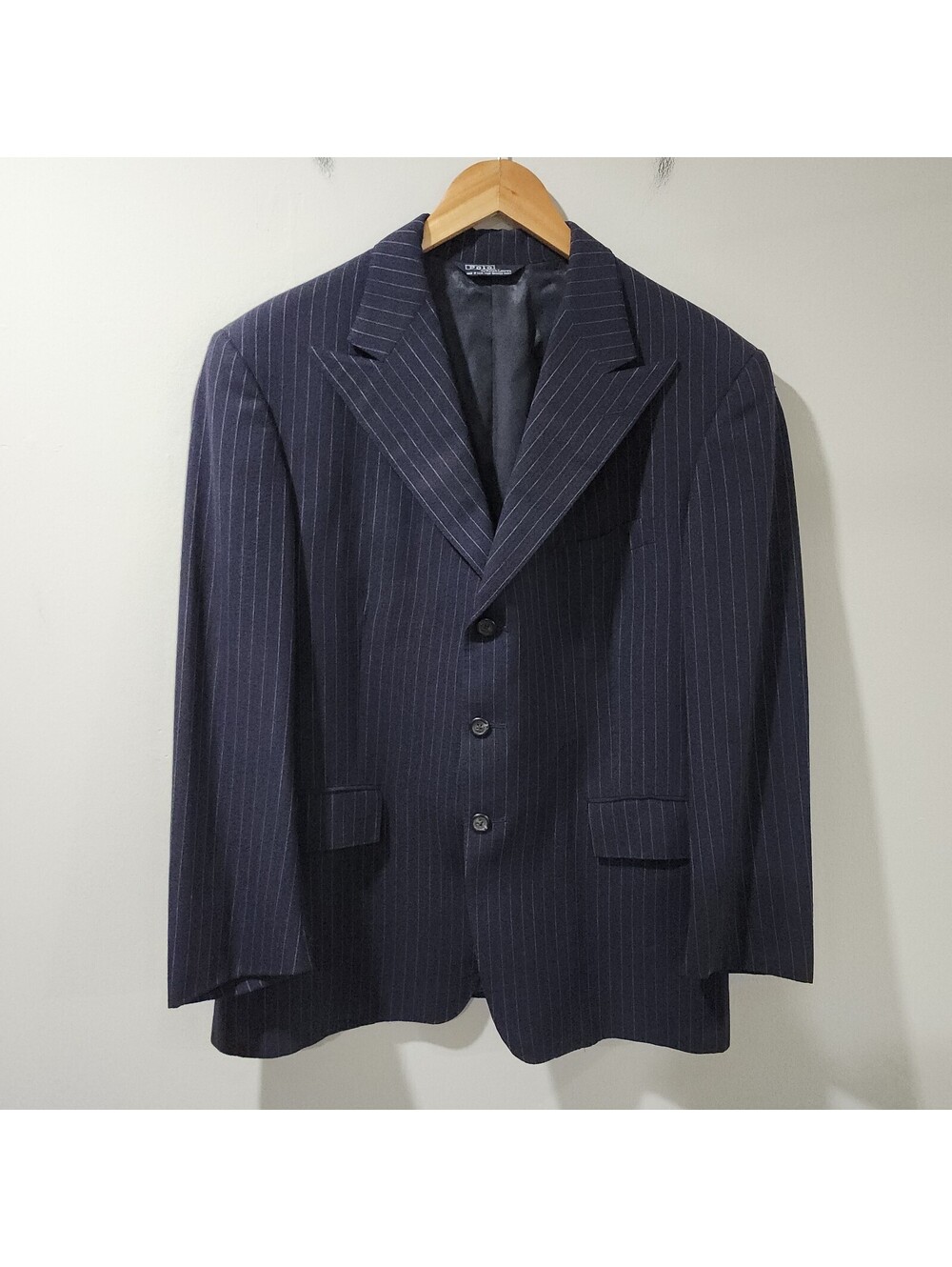 Vintage Polo Ralph Lauren Blazer Pinstripe Wool 3 Button Mens 42 USA Preppy